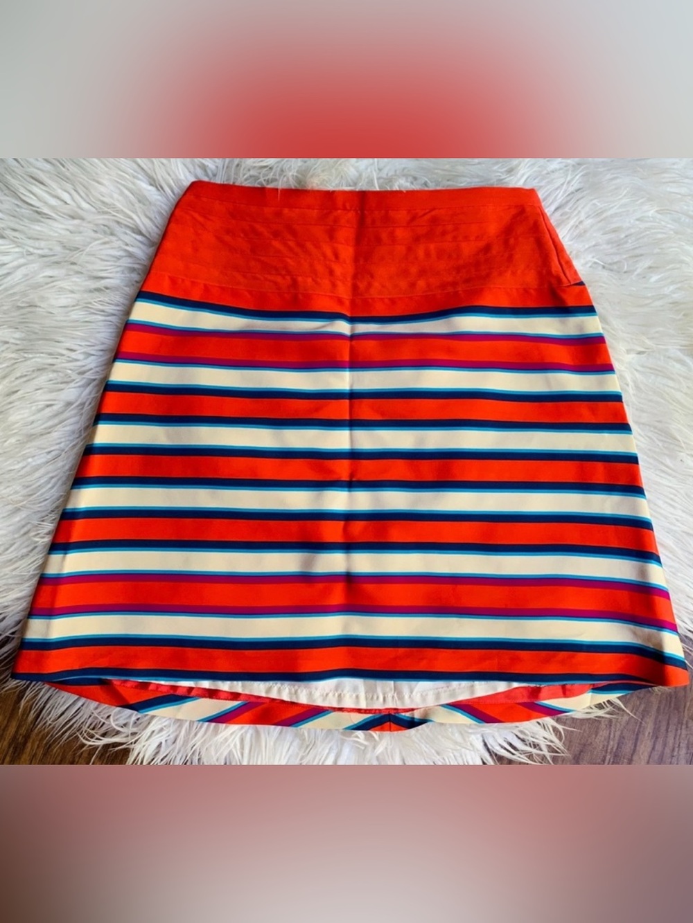 Marc By Marc Jacobs Silk Jacobson Striped Skirt Coral Red Size 10